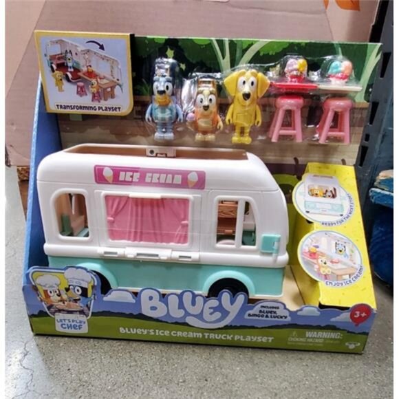 Bluey's Ice Cream Truck Transforming Playset [Includes Bluey Bingo & Lucky!] - Picture 1 of 8